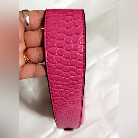 NWT Forever 21 PINK Faux Croc Leather Crossbody Bag AND 6.5” x 6”Removable Strap - Picture 5 of 9